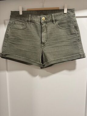 American Eagle Outfitters Olive Green Denim Short Shorts